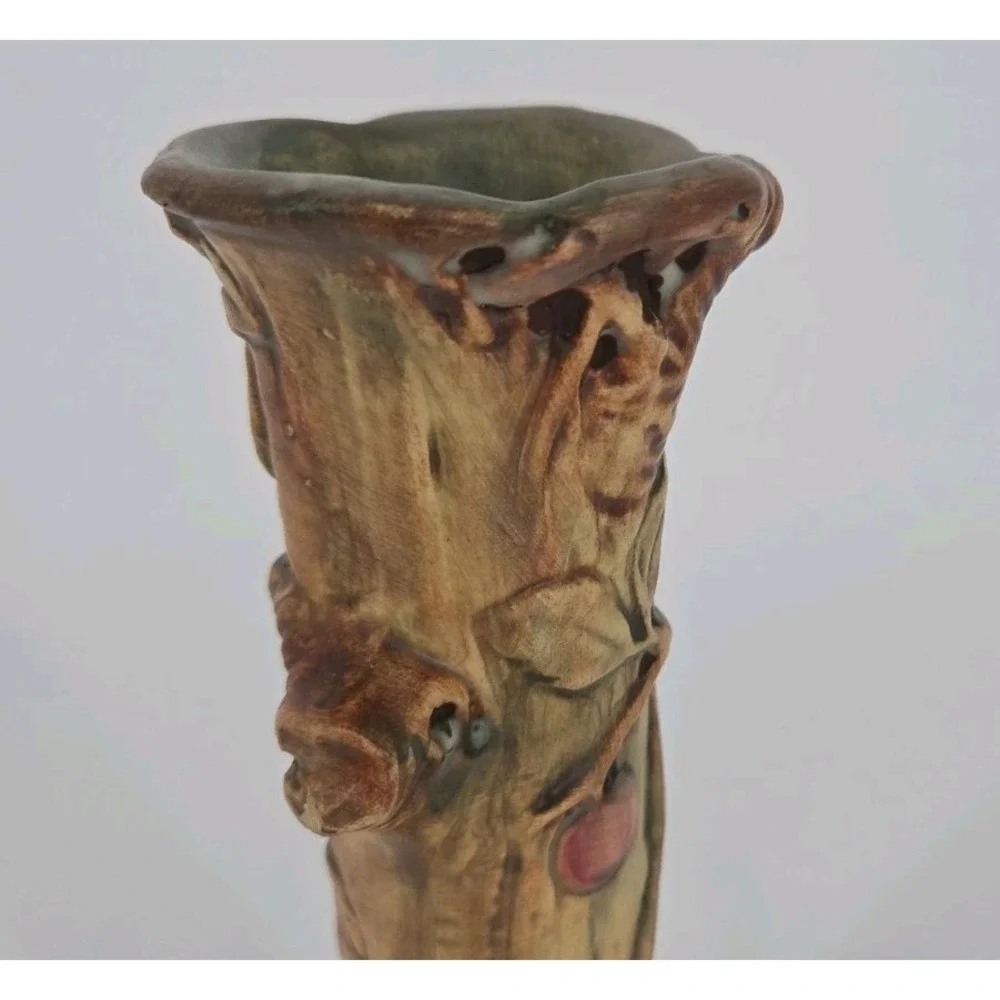 Vintage Weller Pottery Woodcraft Apple Tree Bud Vase 1920s Art Nouveau Faux Bois